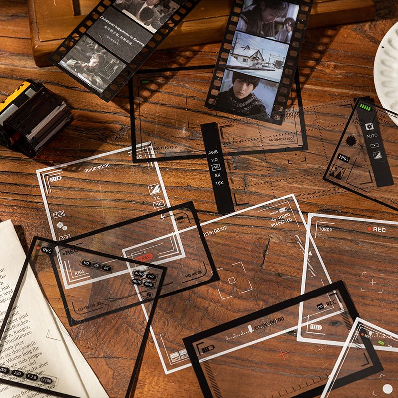 Vintage Film Frame PET Border Stickers - Clear Transparent Sticker Sheet for Journaling & Photo Decoration