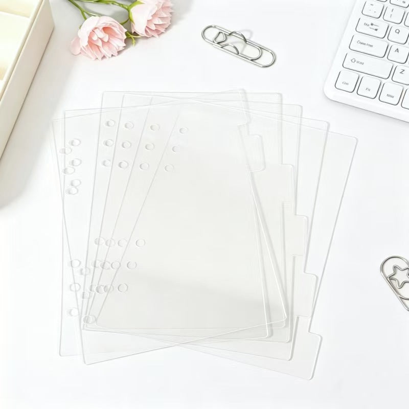 Clear Acrylic Tab Divider Set – High-Transparency Ring Planner Index Tabs, A5/A6/A7, 6pc