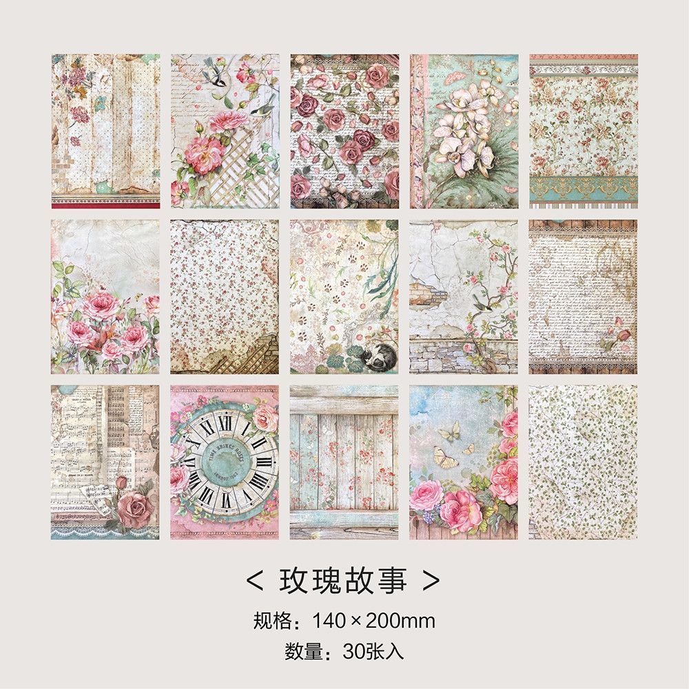Chatsworth Estate Vintage Paper Set - Palace, Clock, Fairytale & Rose Junk Journal Paper, 30 Sheets