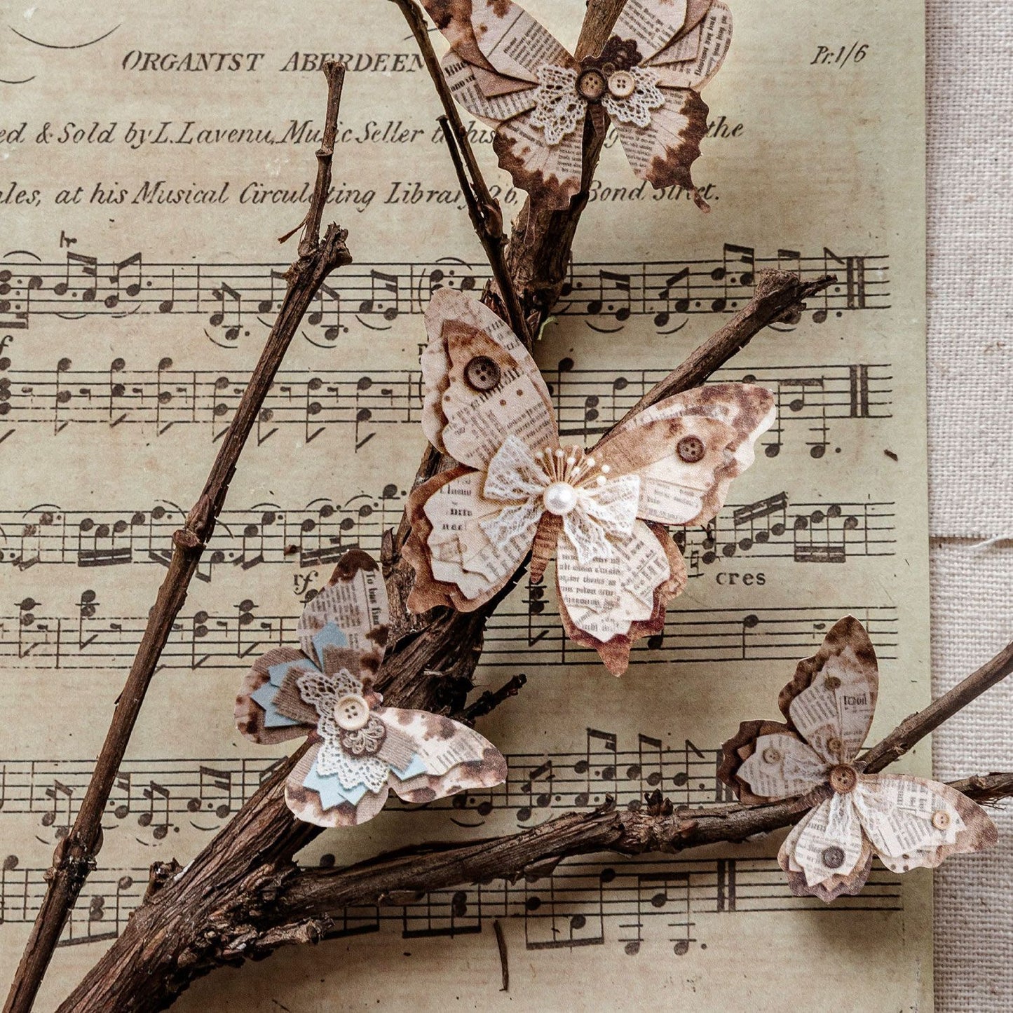 3D Butterfly Sticker Pack - Vintage Kraft Paper Butterfly Stickers for Journaling & Card Making