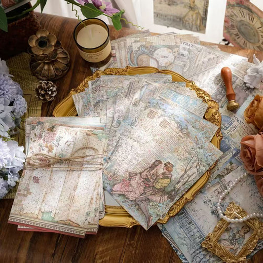 Chatsworth Estate Vintage Paper Set - Palace, Clock, Fairytale & Rose Junk Journal Paper, 30 Sheets