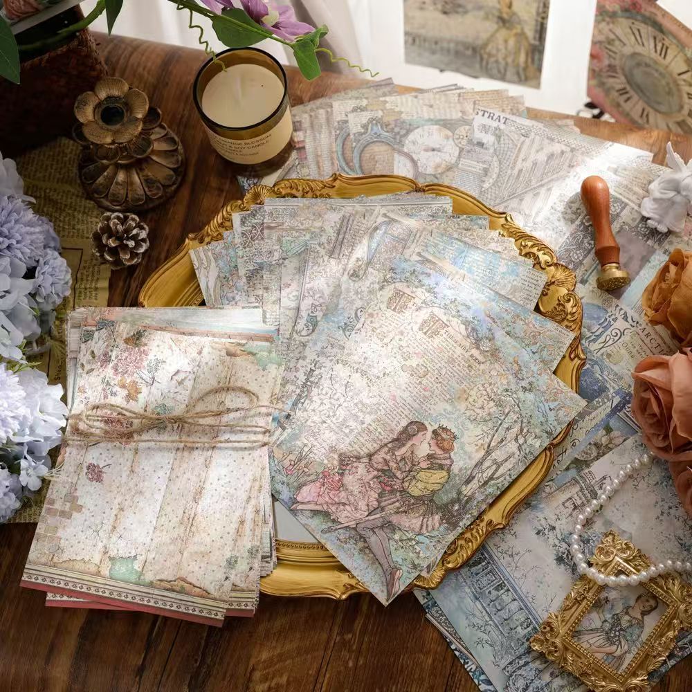 Chatsworth Estate Vintage Paper Set - Palace, Clock, Fairytale & Rose Junk Journal Paper, 30 Sheets