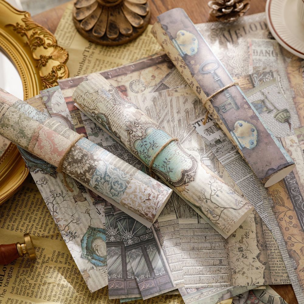 Chatsworth Estate Vintage Paper Set - Palace, Clock, Fairytale & Rose Junk Journal Paper, 30 Sheets