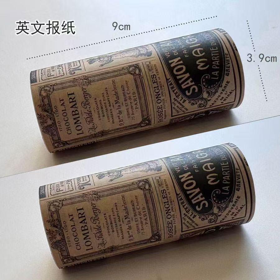 Vintage Print Washi Tape — Wide Roll