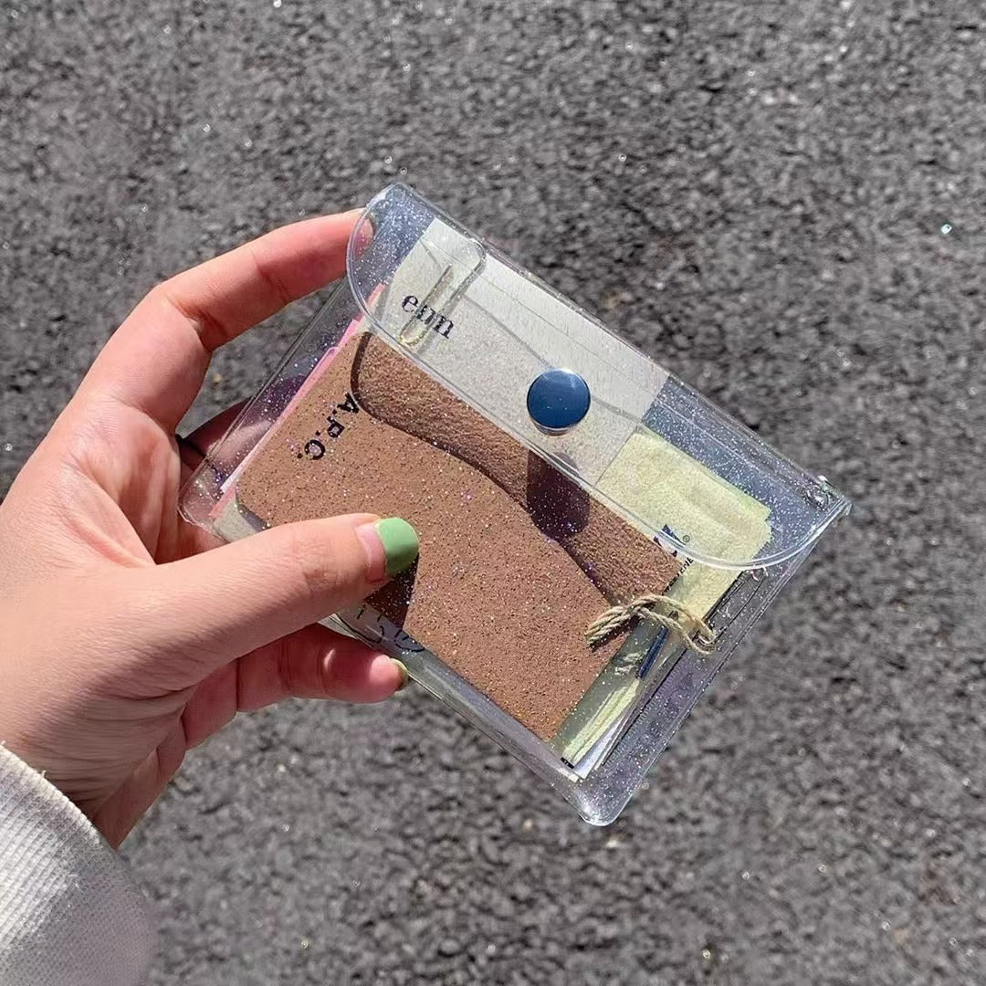 A7 Holographic Galaxy Coin Pouch – 6-Ring Loose-Leaf Card Holder with Snap Closure, 15 Colors