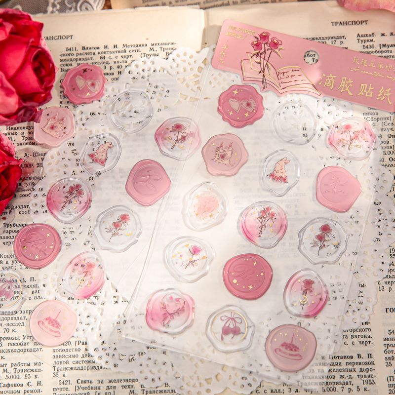 In the Name of Rose - 3D Resin Wax Seal Stickers, Vintage Gold Foil Envelope Seals