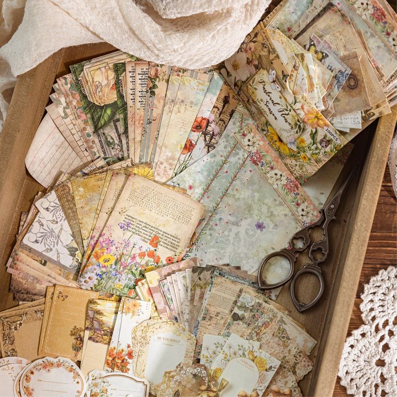 Garden Post Office Vintage Floral Paper Set - 100 Sheets, Romantic Rose & Botanical Junk Journal Paper