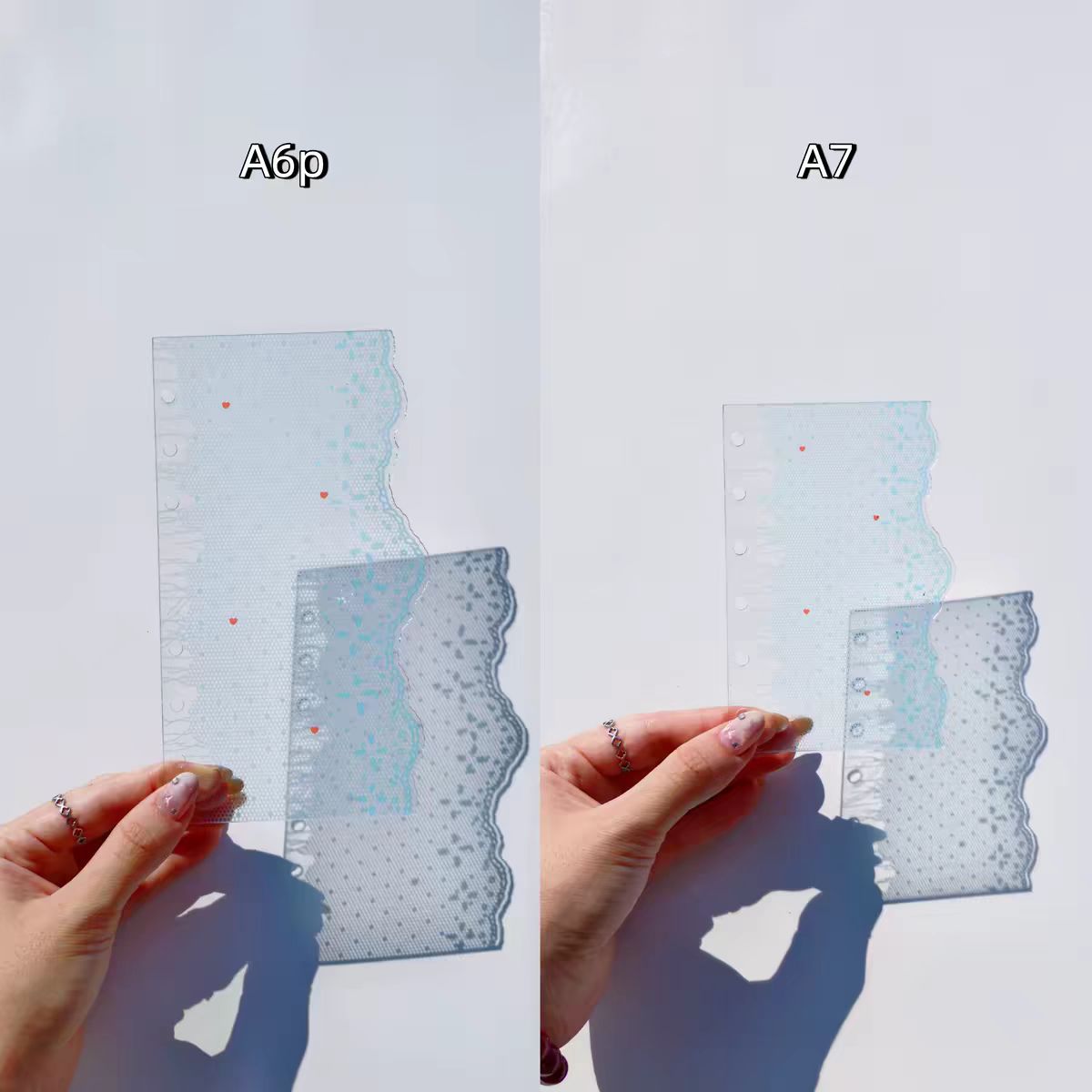 Lace Edge Acrylic Divider Page – A6/A7 Ring Planner Tab, Frosted Semi-Transparent, 4 Colors