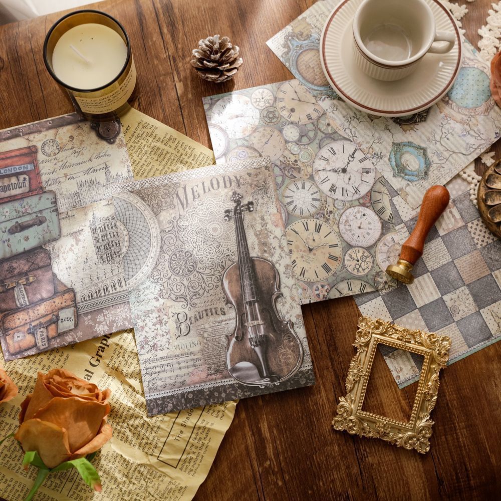 Chatsworth Estate Vintage Paper Set - Palace, Clock, Fairytale & Rose Junk Journal Paper, 30 Sheets