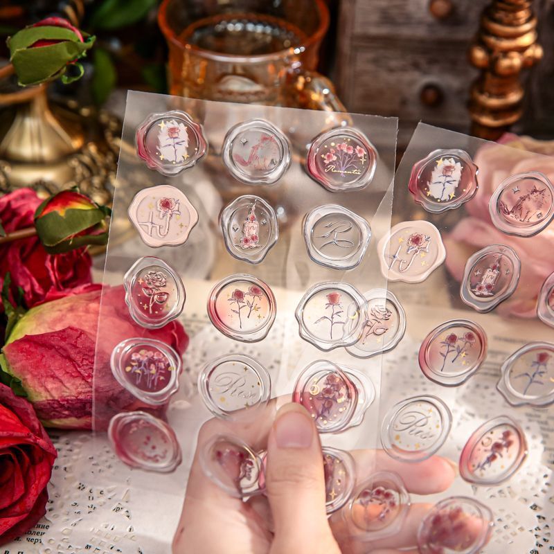 In the Name of Rose - 3D Resin Wax Seal Stickers, Vintage Gold Foil Envelope Seals
