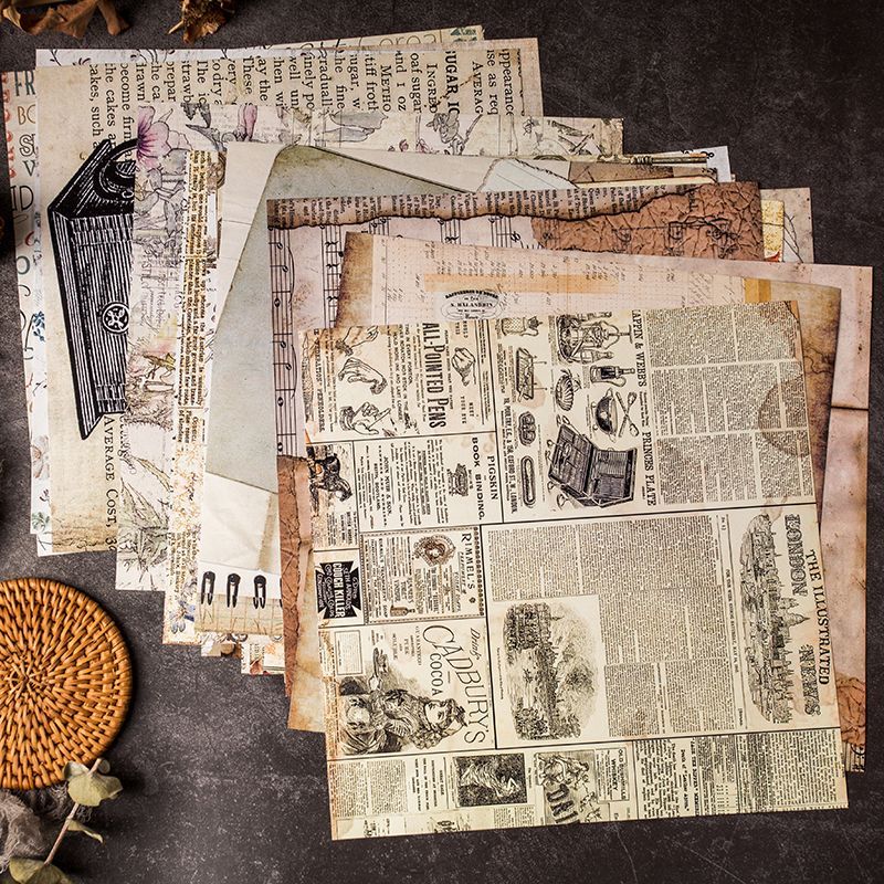 Vintage Celestial & Astronomy Paper Set - 20 Sheets European Newspaper Script Journal Background Paper