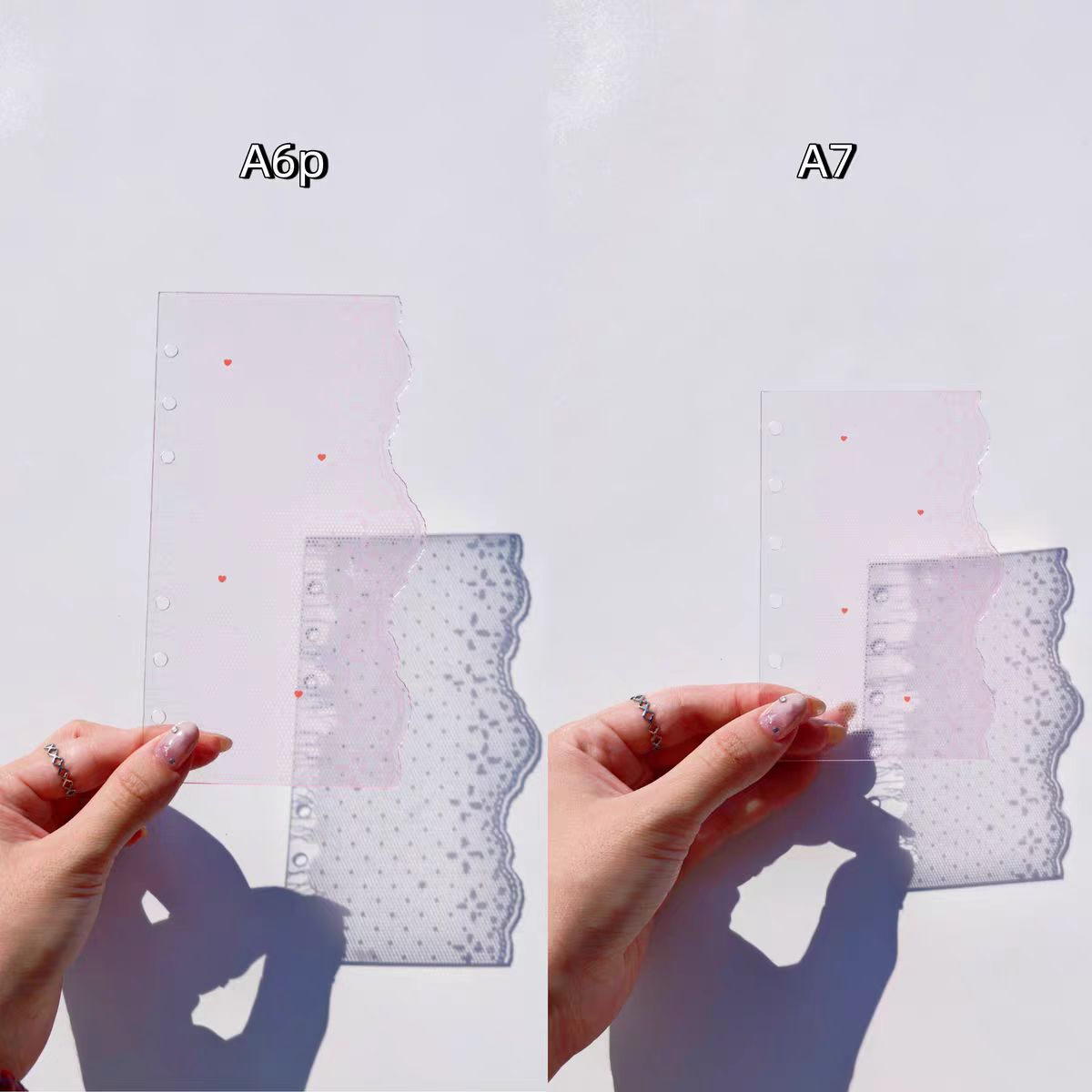 Lace Edge Acrylic Divider Page – A6/A7 Ring Planner Tab, Frosted Semi-Transparent, 4 Colors