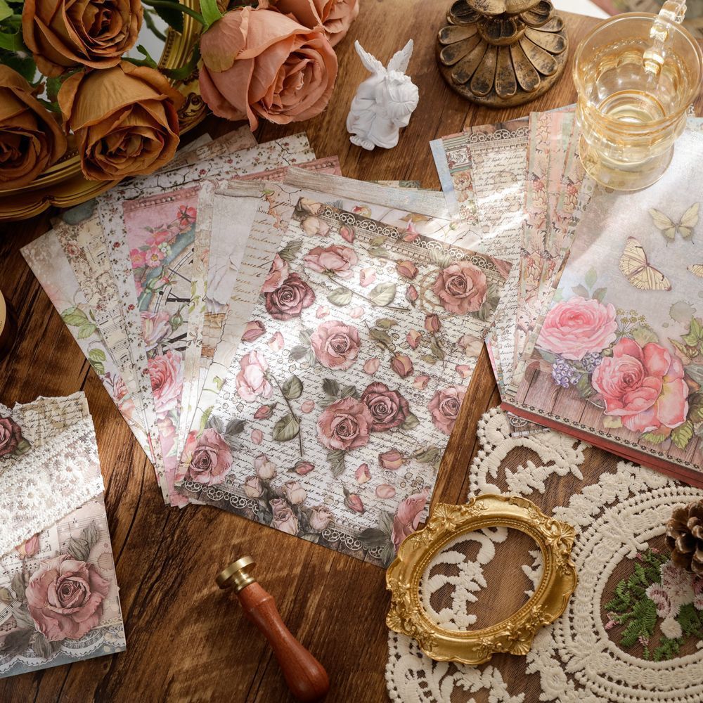 Chatsworth Estate Vintage Paper Set - Palace, Clock, Fairytale & Rose Junk Journal Paper, 30 Sheets