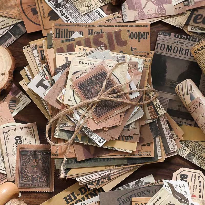 Vintage Letters Ephemera Bundle-4 styles（100 sheets of old-world paper scraps for your journal.）