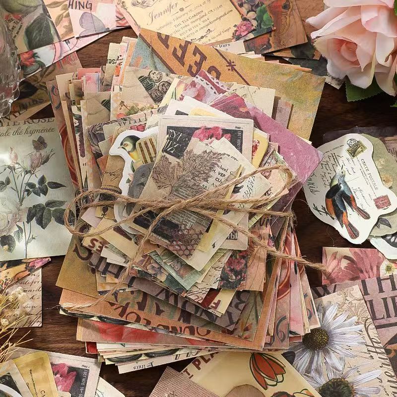Vintage Letters Ephemera Bundle-4 styles（100 sheets of old-world paper scraps for your journal.）