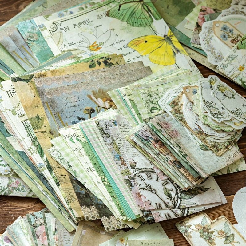 Garden Post Office Vintage Floral Paper Set - 100 Sheets, Romantic Rose & Botanical Junk Journal Paper