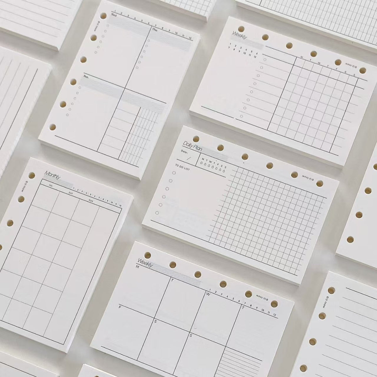 A7 Functional Ring Planner Refill Pages – 120gsm Premium Paper, 15 Layouts (Weekly/Monthly/Daily/Grid)