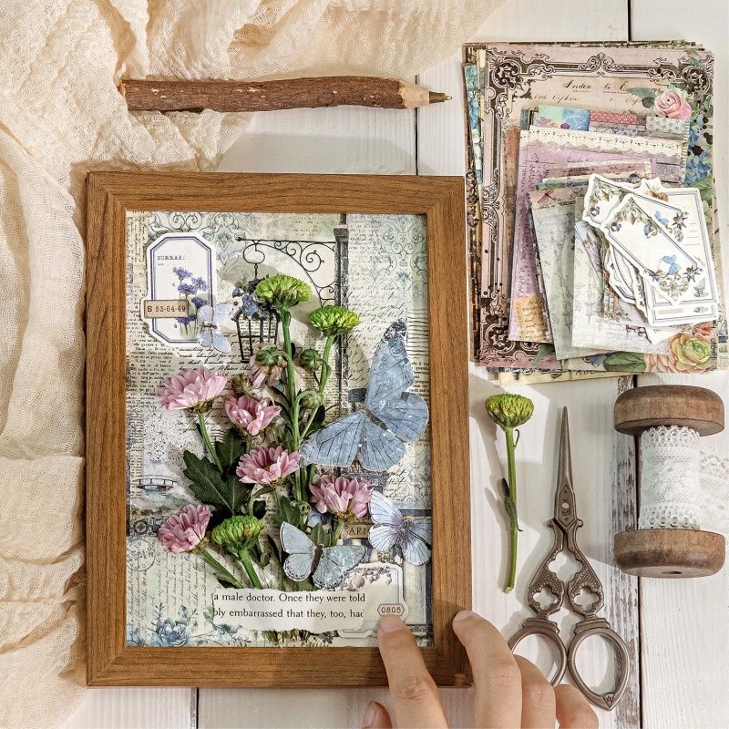Garden Post Office Vintage Floral Paper Set - 100 Sheets, Romantic Rose & Botanical Junk Journal Paper