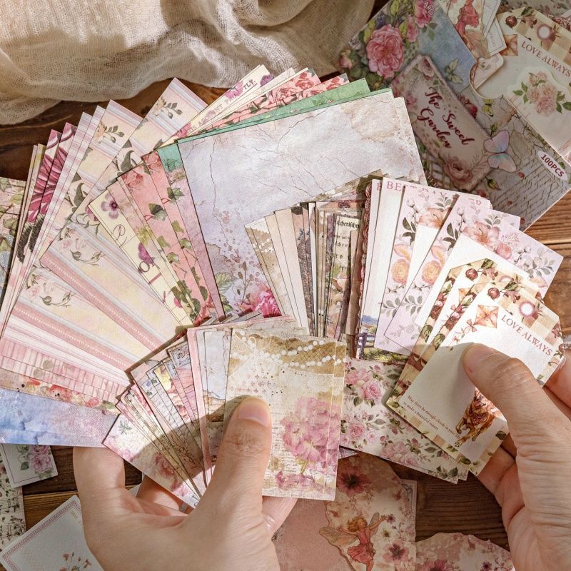 Garden Post Office Vintage Floral Paper Set - 100 Sheets, Romantic Rose & Botanical Junk Journal Paper