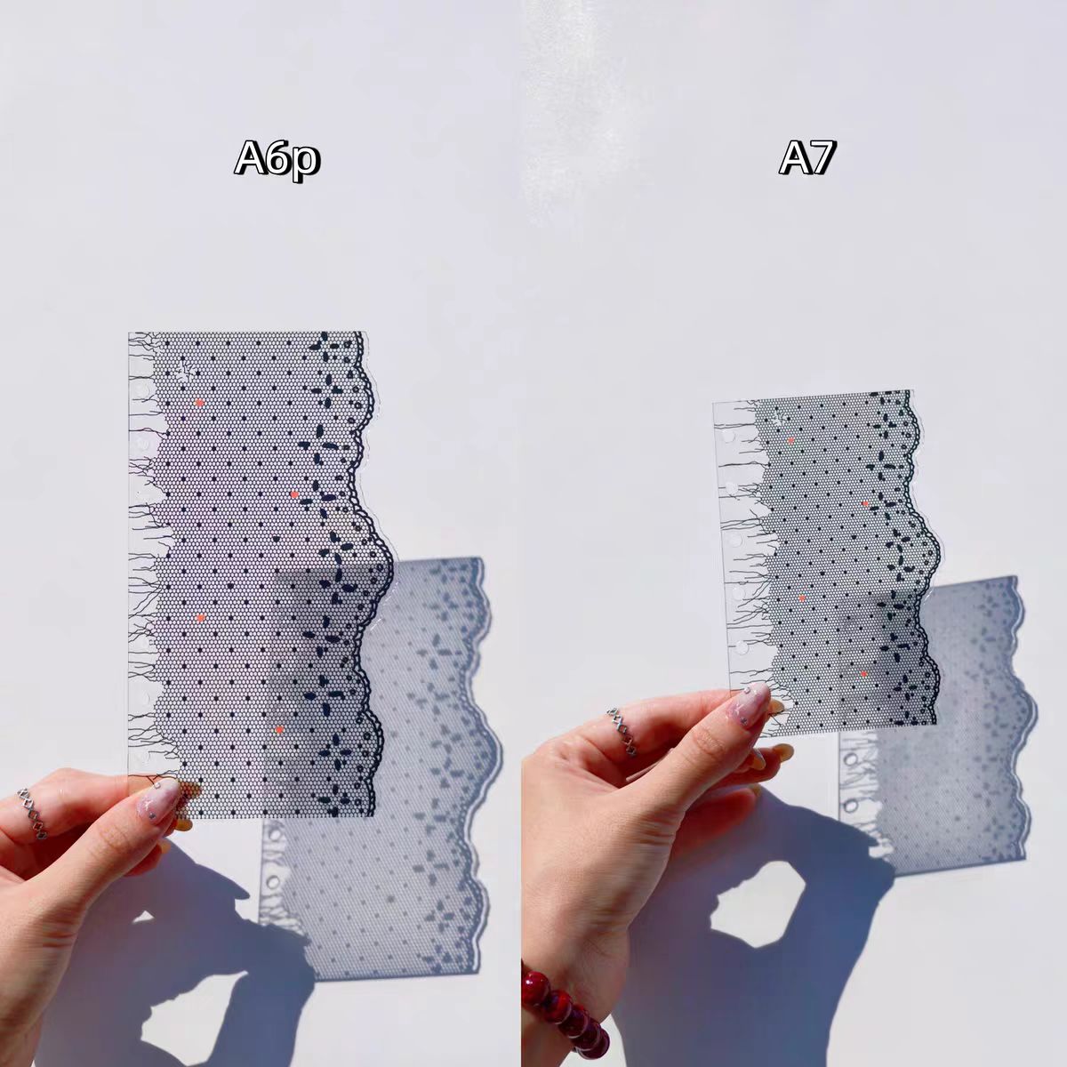 Lace Edge Acrylic Divider Page – A6/A7 Ring Planner Tab, Frosted Semi-Transparent, 4 Colors
