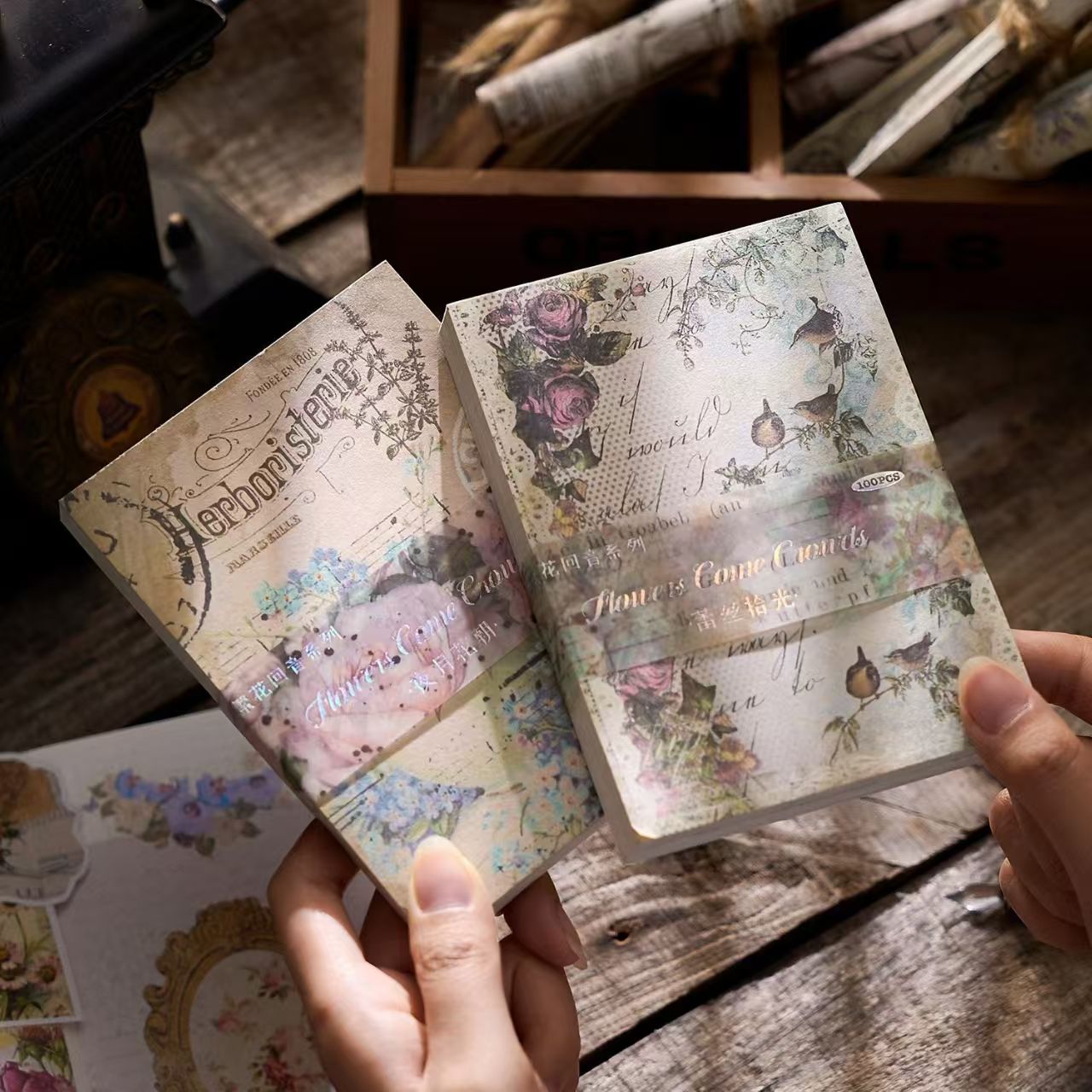 Vintage Collage Paper Set — 100 Sheets, 6 Styles