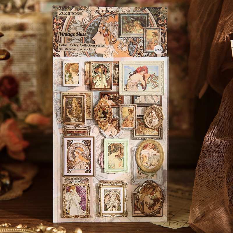 Vintage Oil Painting Frame Stickers - Van Gogh & Monet Inspired Die-Cut Art Stickers