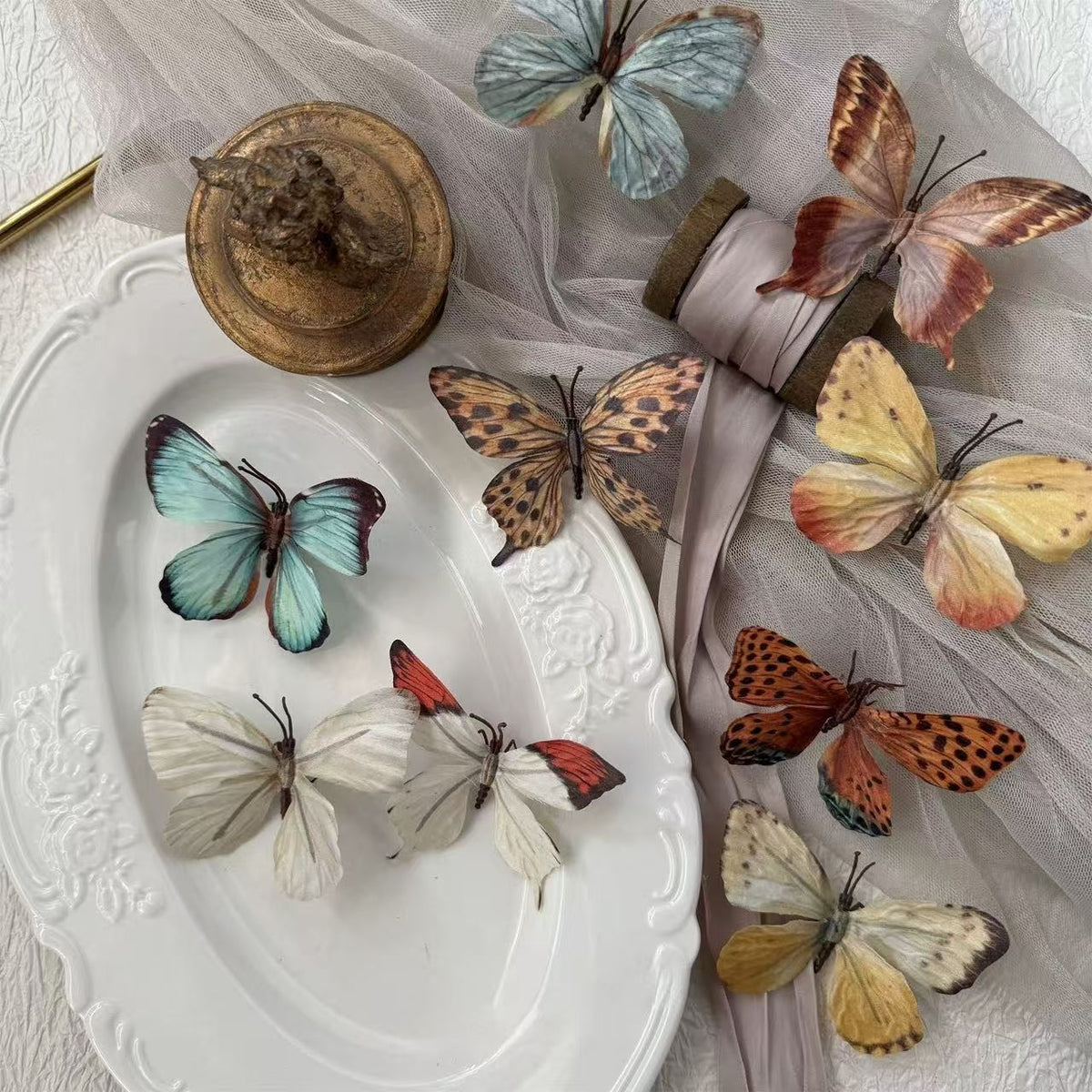 Realistic Butterfly Decor Set (10pc Random Mix) – Ins-Style Photo Props for Journaling & Home Decor