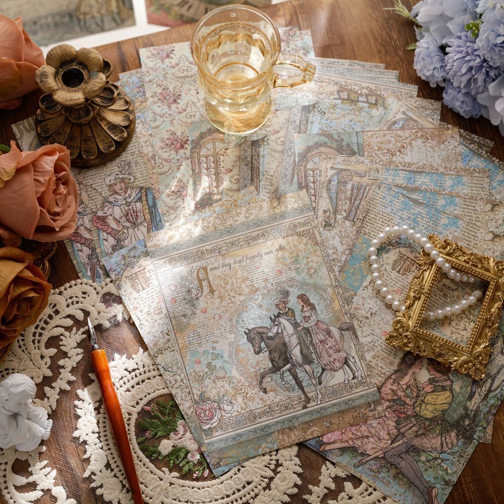 Chatsworth Estate Vintage Paper Set - Palace, Clock, Fairytale & Rose Junk Journal Paper, 30 Sheets