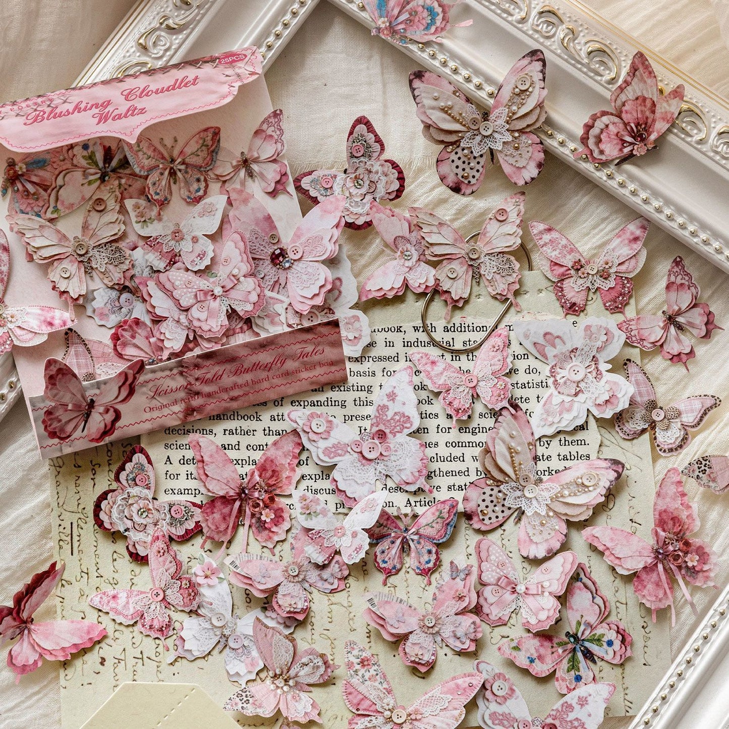 3D Butterfly Sticker Pack - Vintage Kraft Paper Butterfly Stickers for Journaling & Card Making