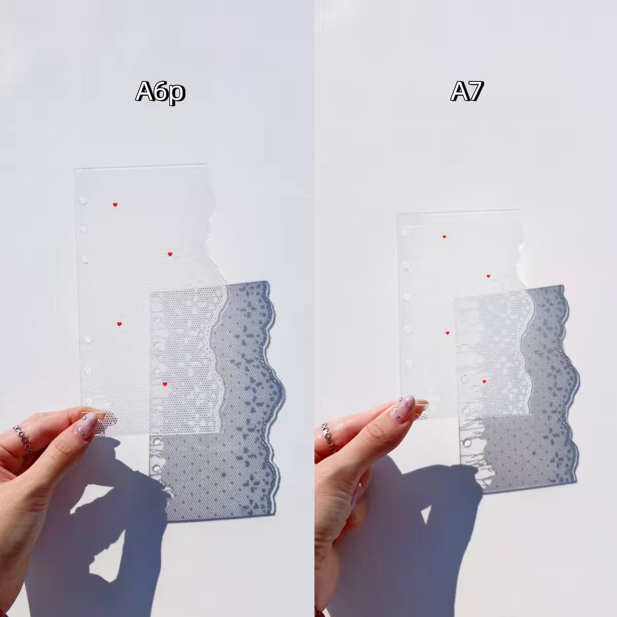 Lace Edge Acrylic Divider Page – A6/A7 Ring Planner Tab, Frosted Semi-Transparent, 4 Colors