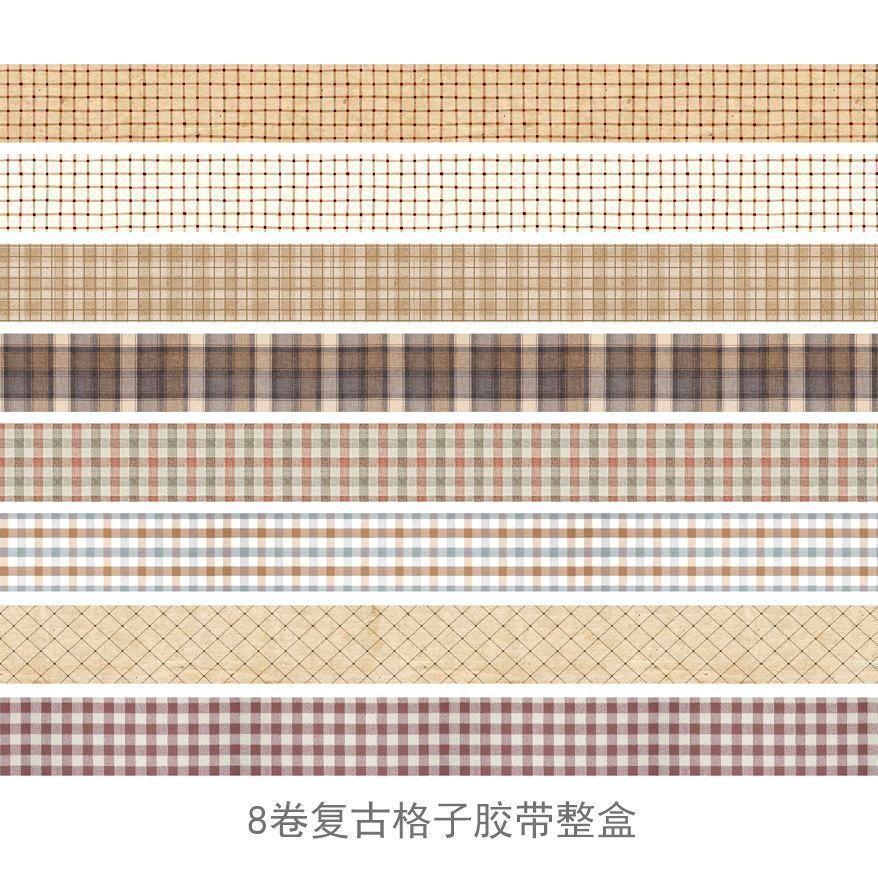 Vintage Script Washi Tape Set - Handwritten Letter & Lace Pattern Decorative Tape, 8 Rolls