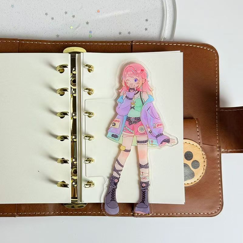 Original Anime Girl Shaped Divider Tab – 3-Ring A6/A7 Planner Acrylic-Style Insert, 8 Characters