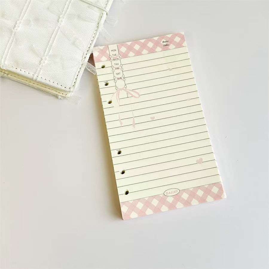 A6 Ballet Notebook Refill - 45 Sheets 120gsm Paper, Girly Pink Ballerina Planner Inserts, 6-Ring Binder