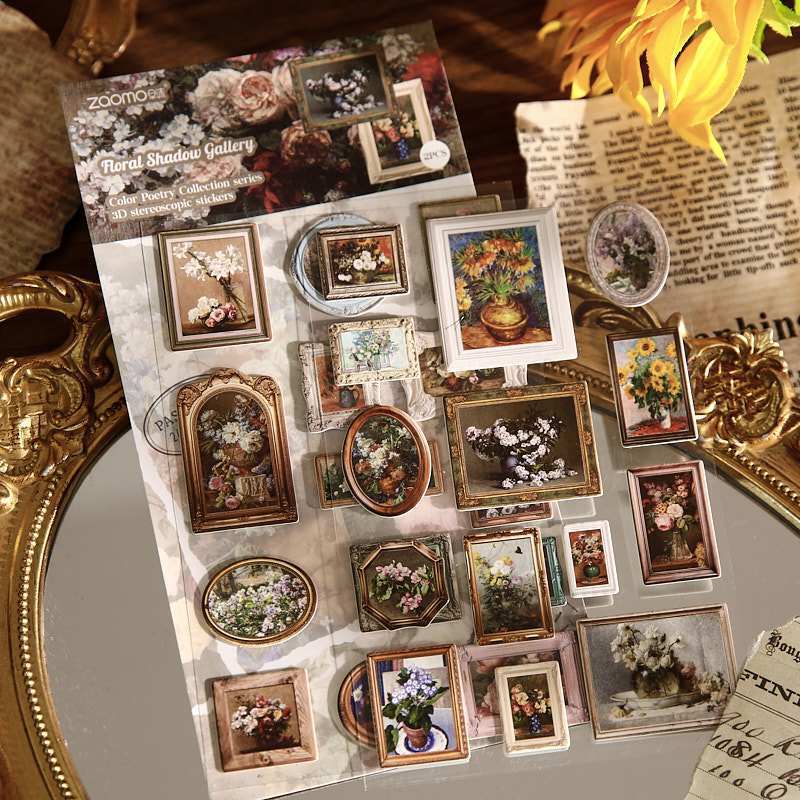 Vintage Oil Painting Frame Stickers - Van Gogh & Monet Inspired Die-Cut Art Stickers
