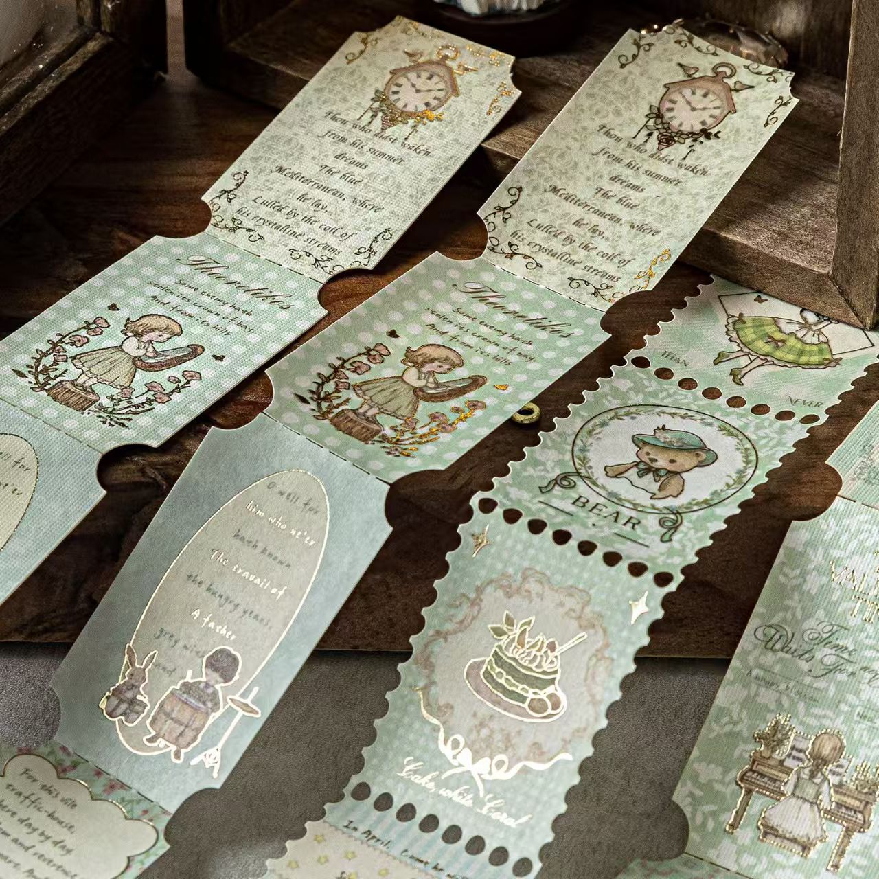 Gilded Stamp Stickers — 20 pics, Tea Talk Series