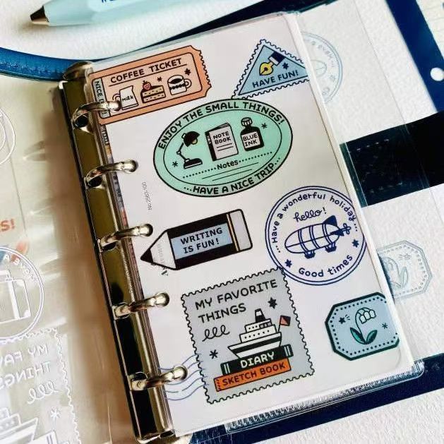 Illustrated Acrylic Bookmark Divider – Vintage Travel & Coffee Theme, M5/A6/A7 Ring Planner Sizes