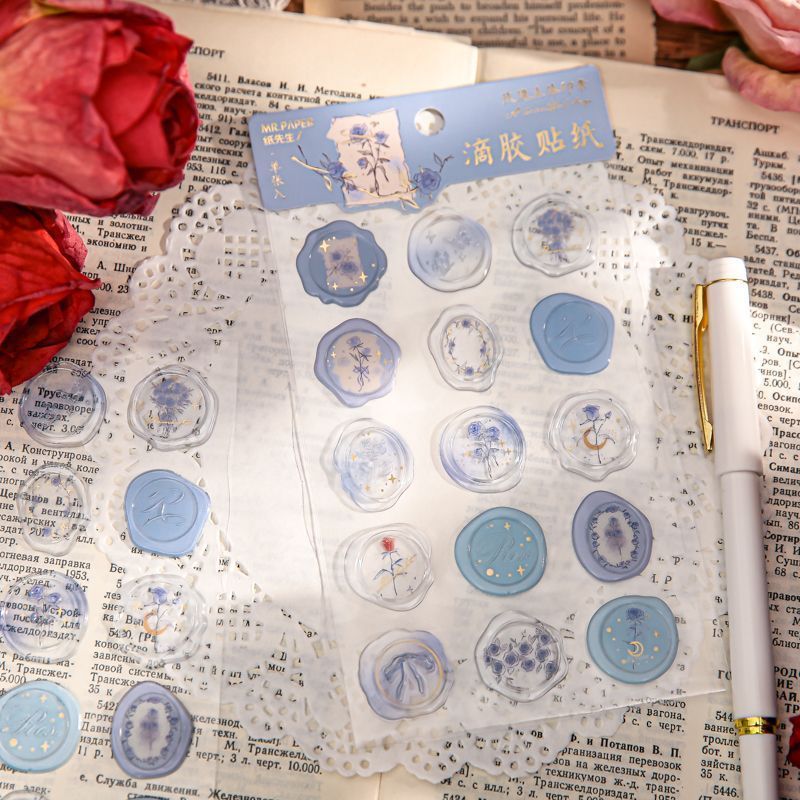 In the Name of Rose - 3D Resin Wax Seal Stickers, Vintage Gold Foil Envelope Seals