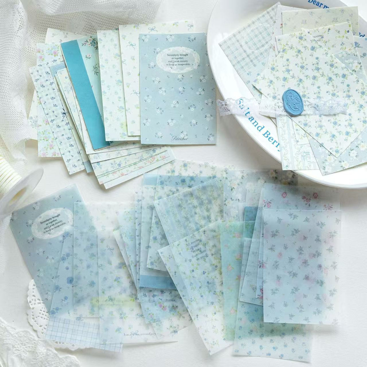 Vintage Floral Scrapbook Paper Pack – Korean Ins-Style Collage Background Sheets, 50pc, 4 Designs
