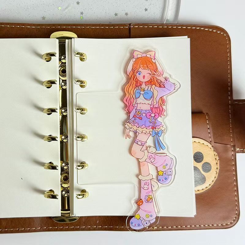 Original Anime Girl Shaped Divider Tab – 3-Ring A6/A7 Planner Acrylic-Style Insert, 8 Characters