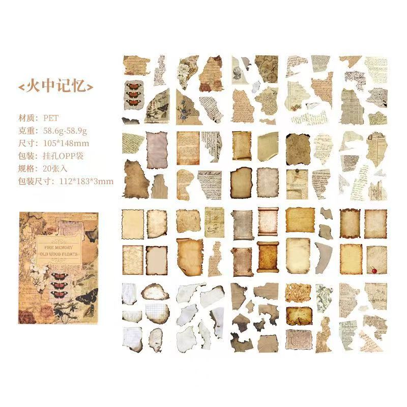 Vintage Antique Collage Sticker Sheet – Waterproof PET Die-Cut Journaling Stickers, 4 Designs