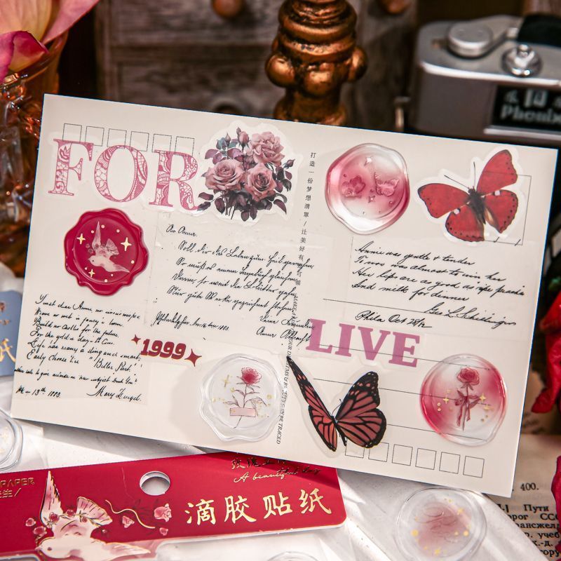 In the Name of Rose - 3D Resin Wax Seal Stickers, Vintage Gold Foil Envelope Seals