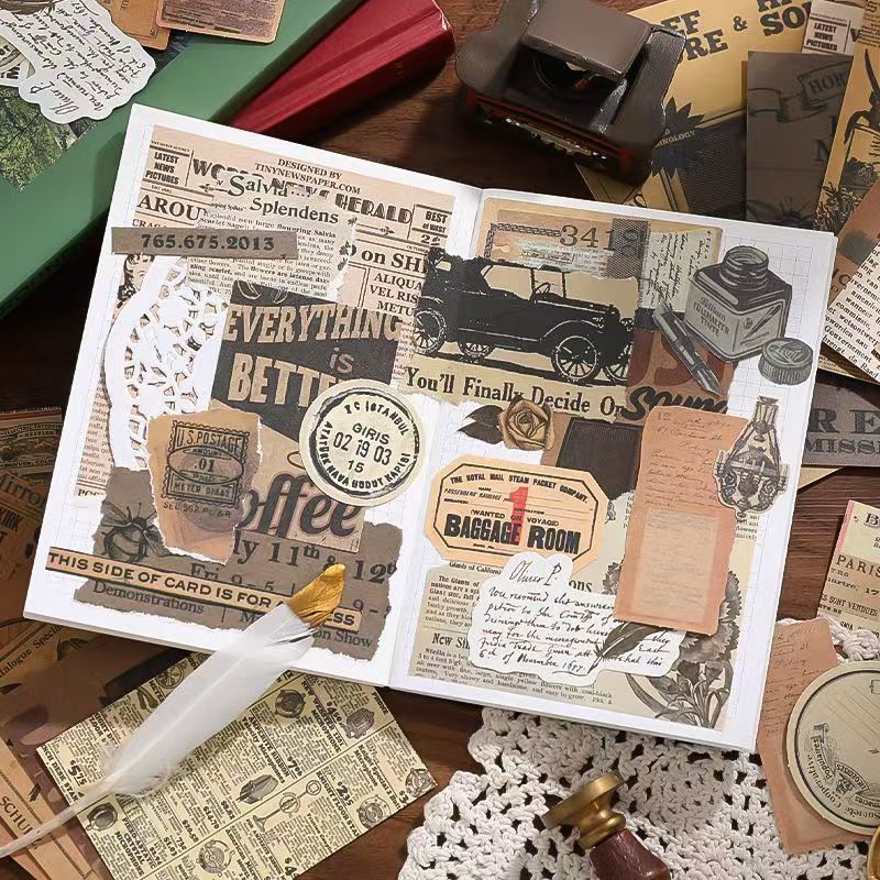 Vintage Letters Ephemera Bundle-4 styles（100 sheets of old-world paper scraps for your journal.）