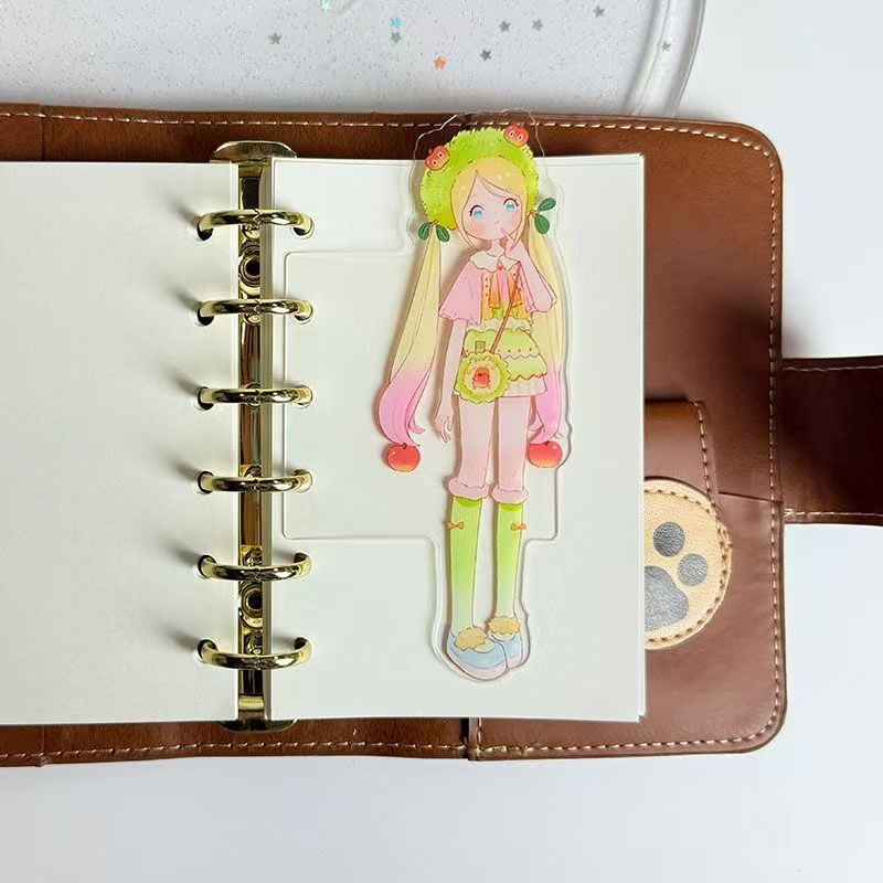Original Anime Girl Shaped Divider Tab – 3-Ring A6/A7 Planner Acrylic-Style Insert, 8 Characters