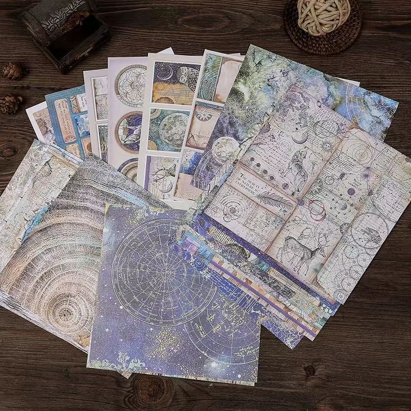 Vintage Celestial & Astronomy Paper Set - 20 Sheets European Newspaper Script Journal Background Paper