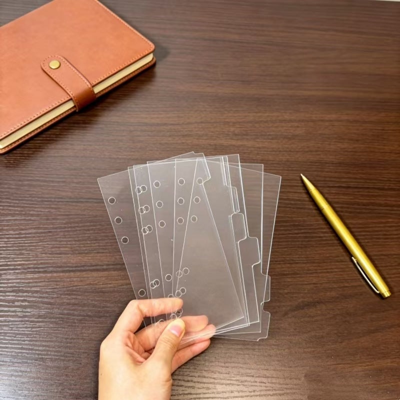 Clear Acrylic Tab Divider Set – High-Transparency Ring Planner Index Tabs, A5/A6/A7, 6pc
