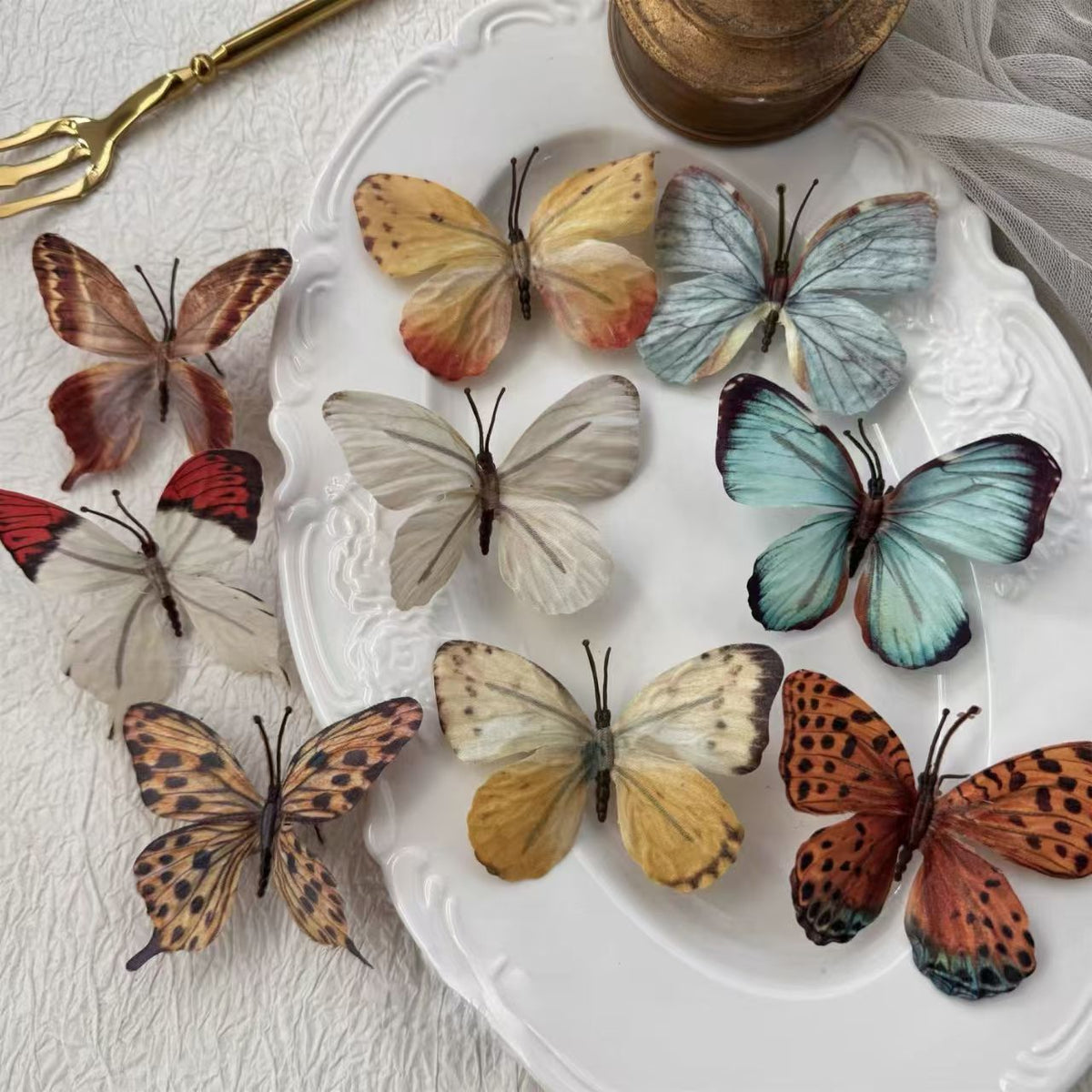 Realistic Butterfly Decor Set (10pc Random Mix) – Ins-Style Photo Props for Journaling & Home Decor