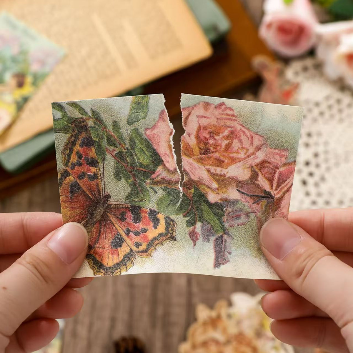 Vintage Butterfly Collage Paper Pack – 100 Sheets Nature Ephemera for Journaling & Scrapbooking, 4 Designs