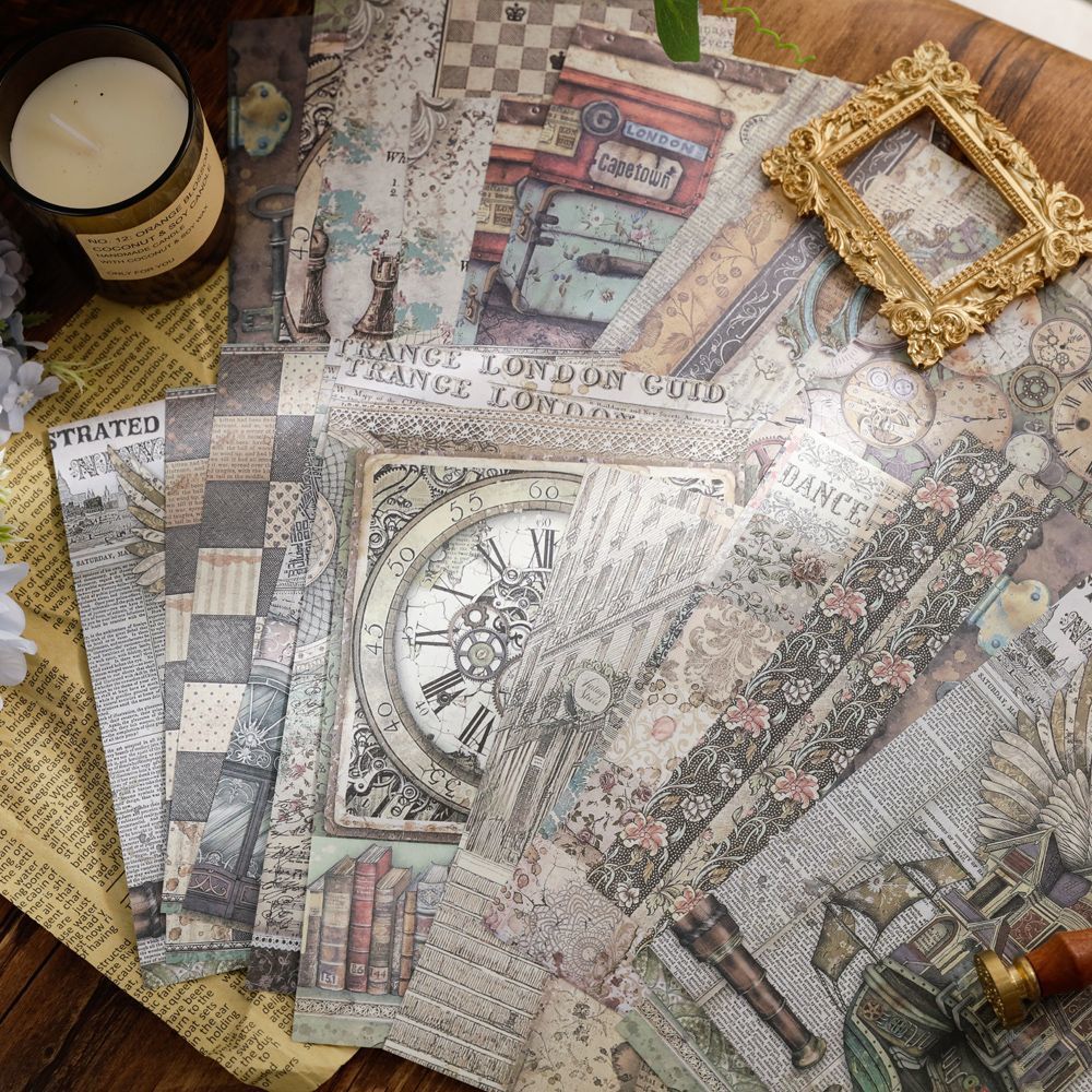 Chatsworth Estate Vintage Paper Set - Palace, Clock, Fairytale & Rose Junk Journal Paper, 30 Sheets