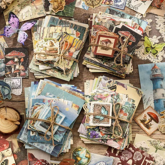 Vintage Butterfly Collage Paper Pack – 100 Sheets Nature Ephemera for Journaling & Scrapbooking, 4 Designs