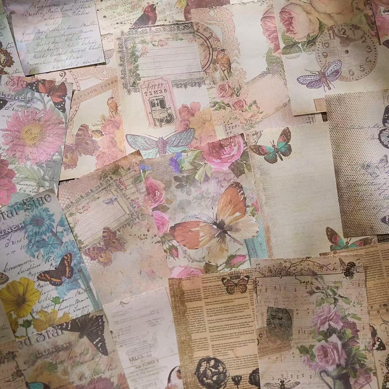 Vintage Collage Paper Set — 100 Sheets, 6 Styles